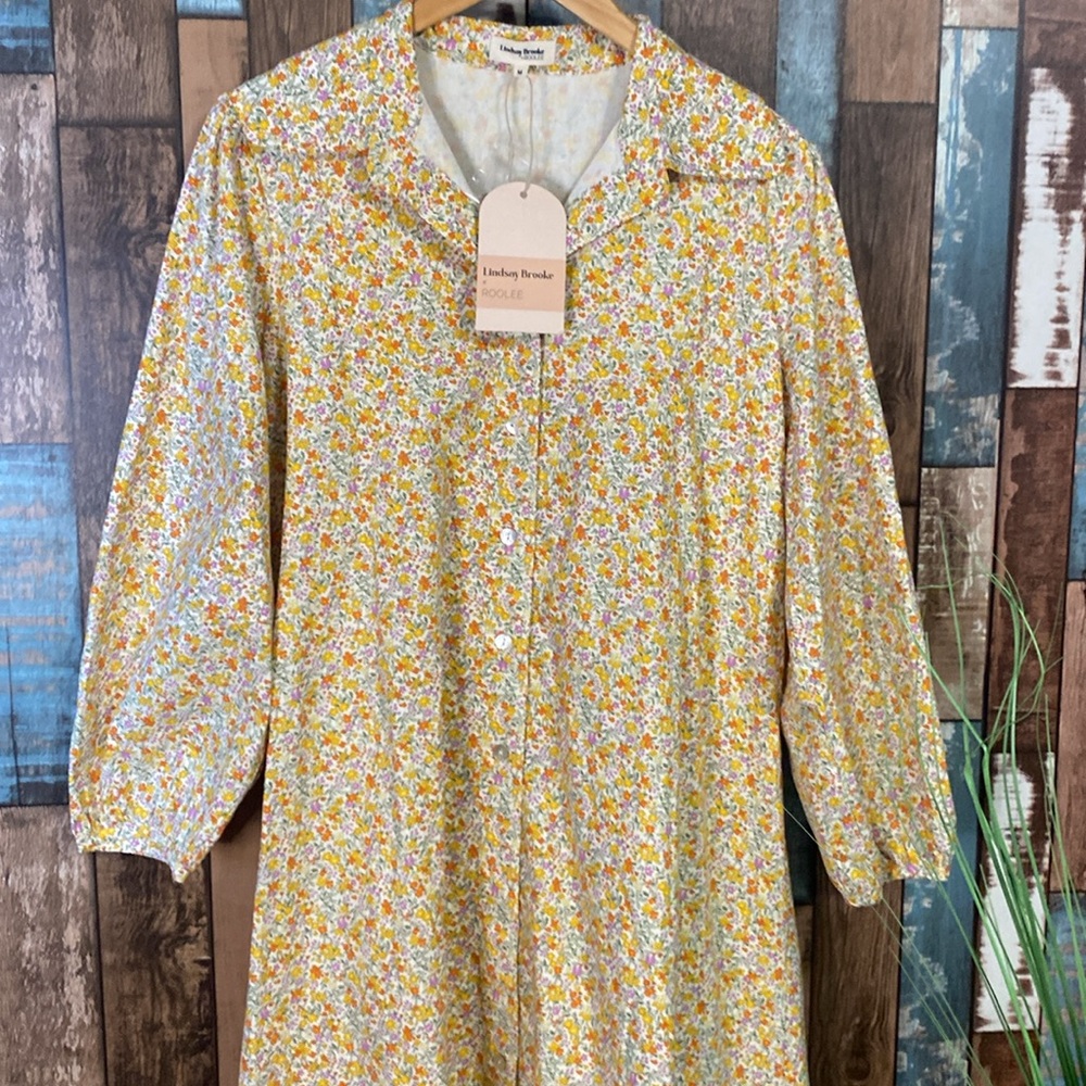 Lindsay Brooke x Roole Medium cotton button down Floral Dress - Picture 2 of 16